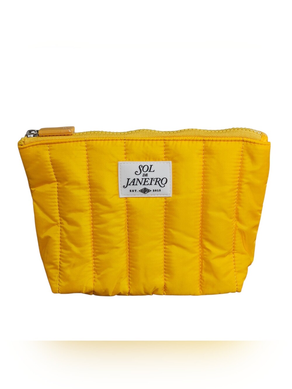 Sol De Janeiro Yellow Quilted Cosmetic Makeup Bag Zipper Pouch Travel NEW